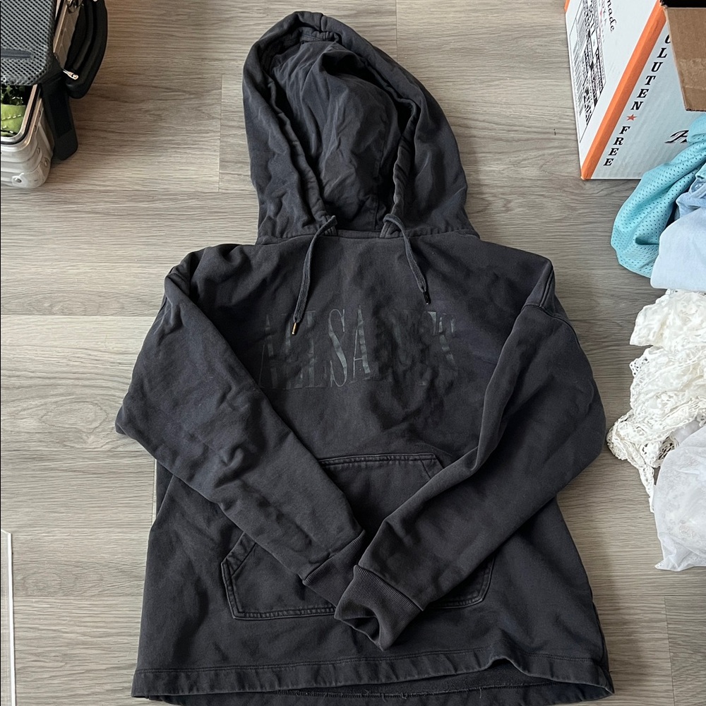 AllSaints Black Logo Pullover Hoodie